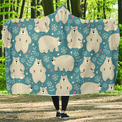 Bear Pattern Print Design BE04 Hooded Blanket-JORJUNE.COM