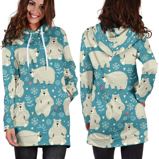 Bear Pattern Print Design BE04 Women Hoodie Dress