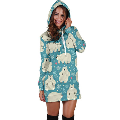 Bear Pattern Print Design BE04 Women Hoodie Dress