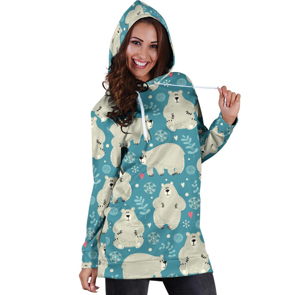Bear Pattern Print Design BE04 Women Hoodie Dress