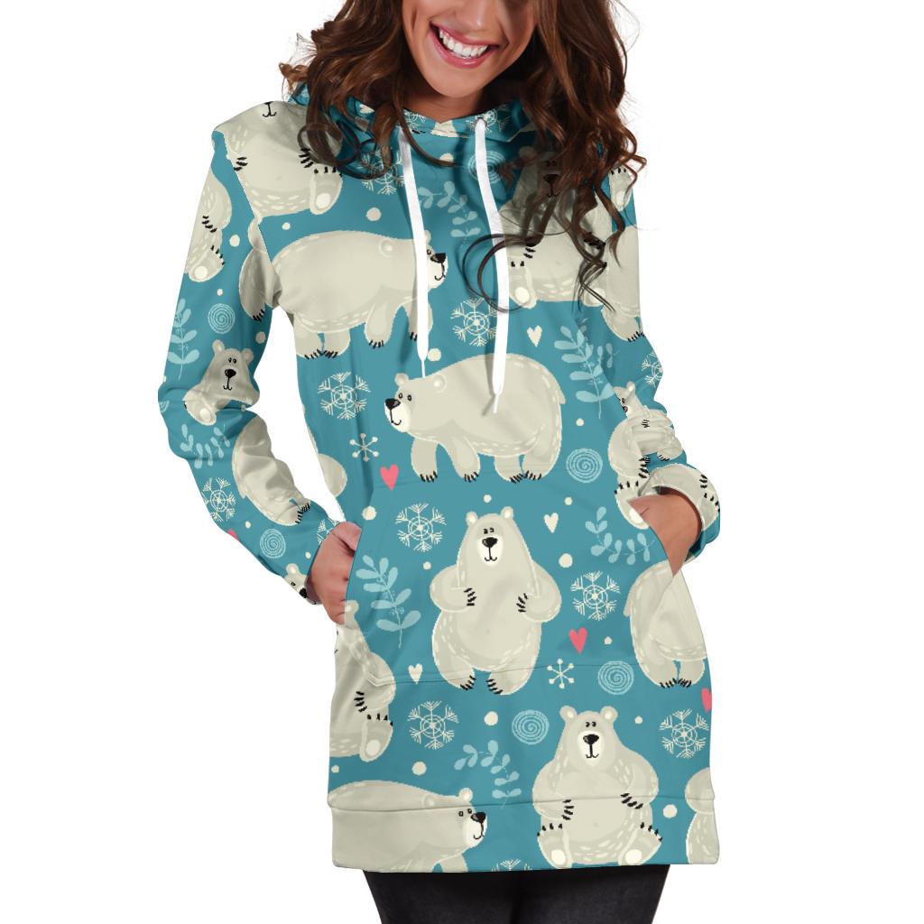 Bear Pattern Print Design BE04 Women Hoodie Dress