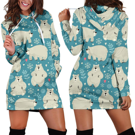 Bear Pattern Print Design BE04 Women Hoodie Dress