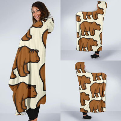 Bear Pattern Print Design BE05 Hooded Blanket-JORJUNE.COM