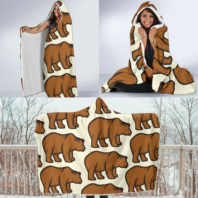 Bear Pattern Print Design BE05 Hooded Blanket-JORJUNE.COM