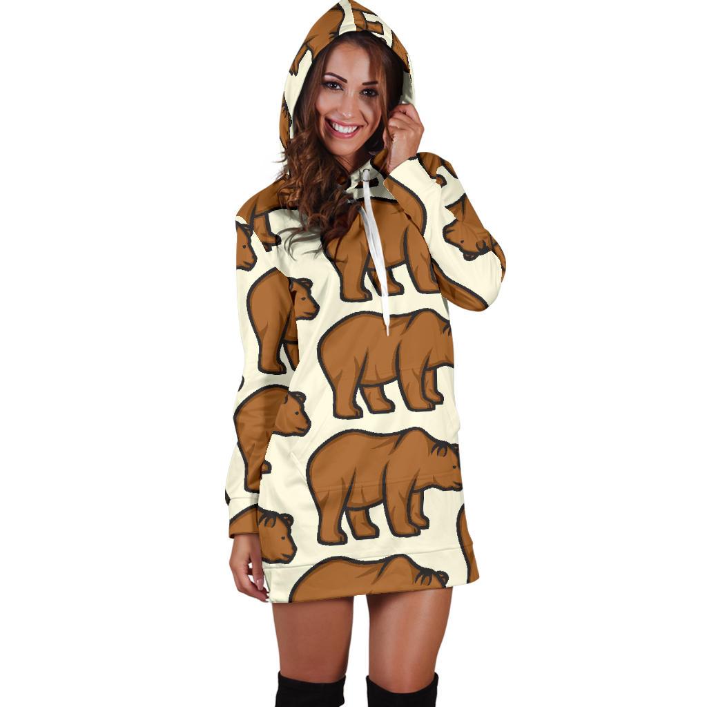 Bear Pattern Print Design BE05 Women Hoodie Dress