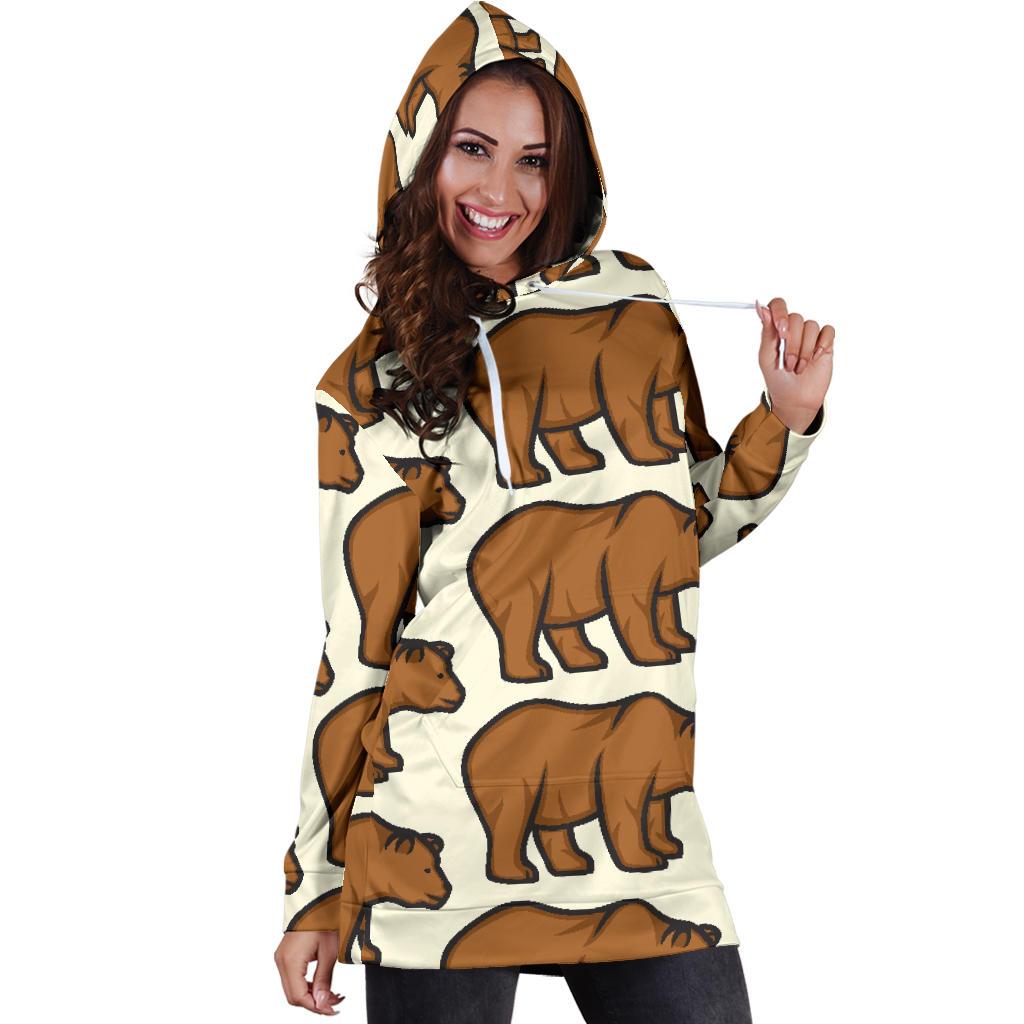 Bear Pattern Print Design BE05 Women Hoodie Dress