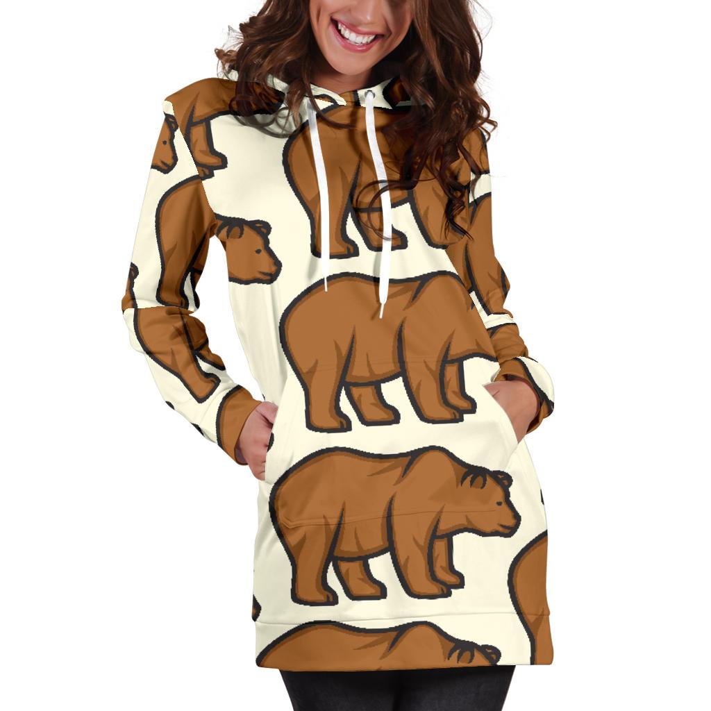 Bear Pattern Print Design BE05 Women Hoodie Dress