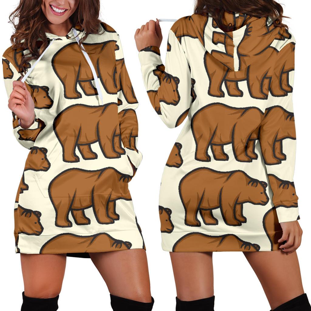 Bear Pattern Print Design BE05 Women Hoodie Dress