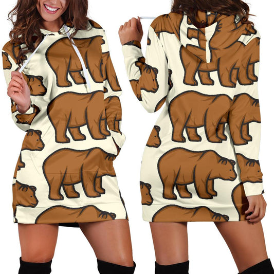 Bear Pattern Print Design BE05 Women Hoodie Dress