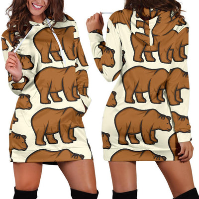 Bear Pattern Print Design BE05 Women Hoodie Dress