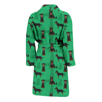 Beauceron Pattern Print Design 01 Men Bathrobe-JORJUNE.COM
