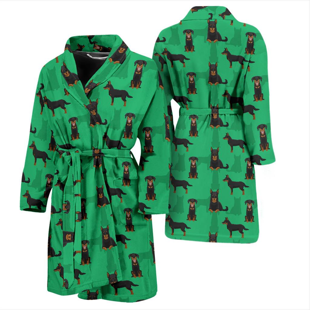 Beauceron Pattern Print Design 01 Men Bathrobe-JORJUNE.COM