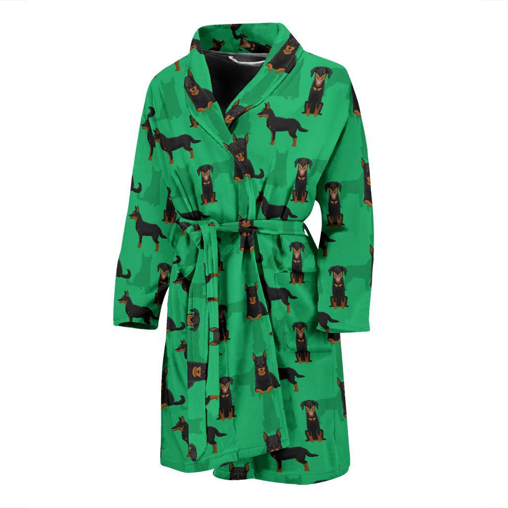 Beauceron Pattern Print Design 01 Men Bathrobe-JORJUNE.COM