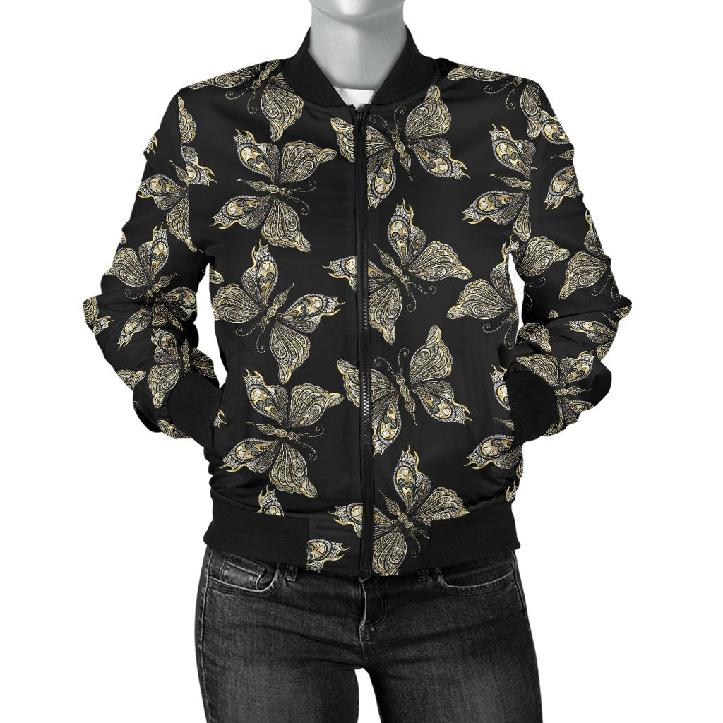 Beautiful Butterfly Pattern Women Casual Bomber Jacket