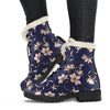 Beautiful Floral Pattern Faux Fur Leather Boots
