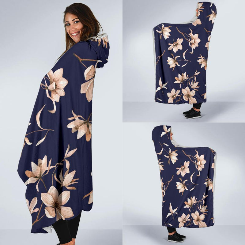 Beautiful Floral Pattern Hooded Blanket-JORJUNE.COM