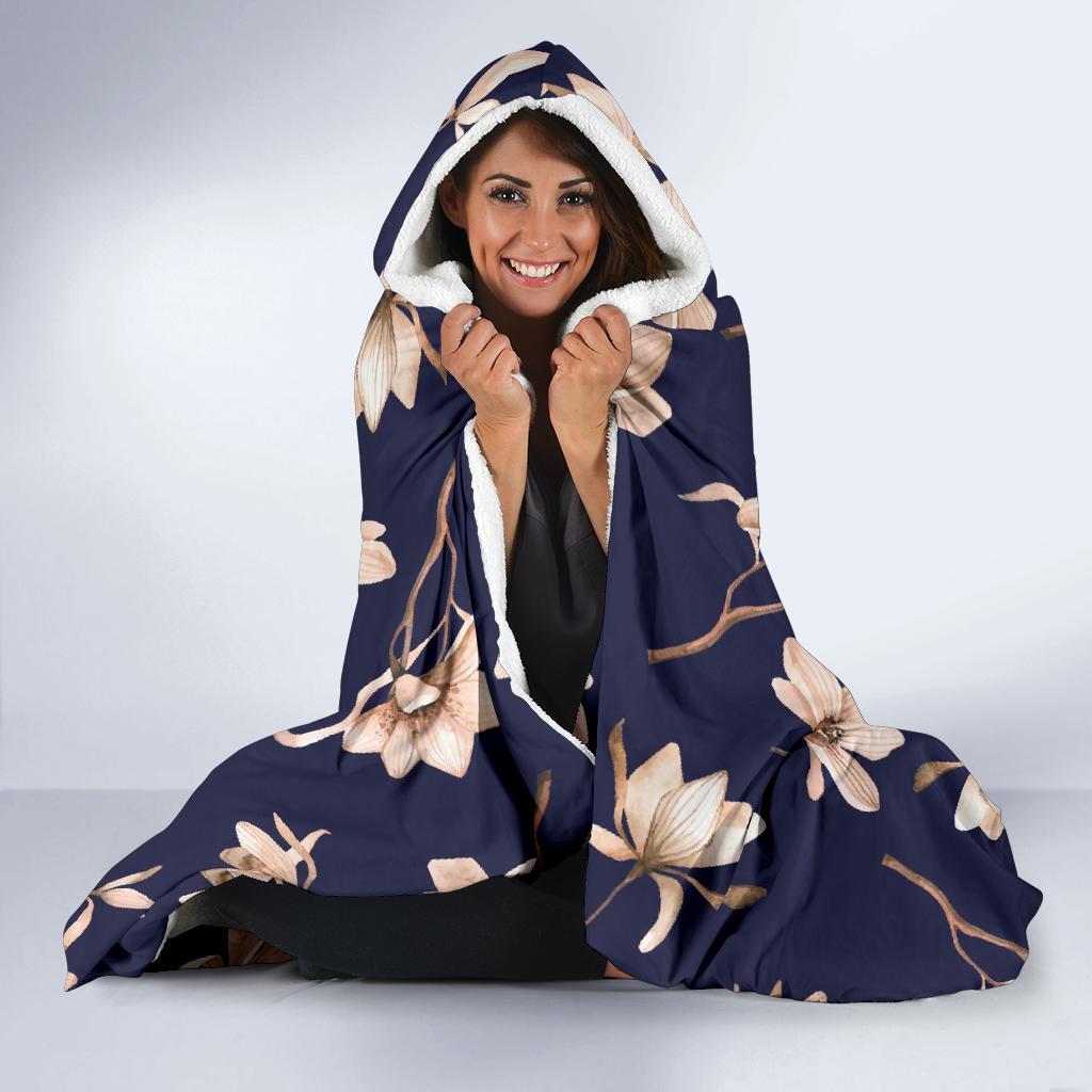 Beautiful Floral Pattern Hooded Blanket-JORJUNE.COM