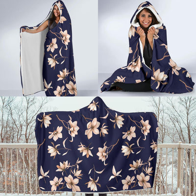 Beautiful Floral Pattern Hooded Blanket-JORJUNE.COM