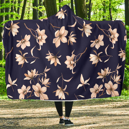 Beautiful Floral Pattern Hooded Blanket-JORJUNE.COM