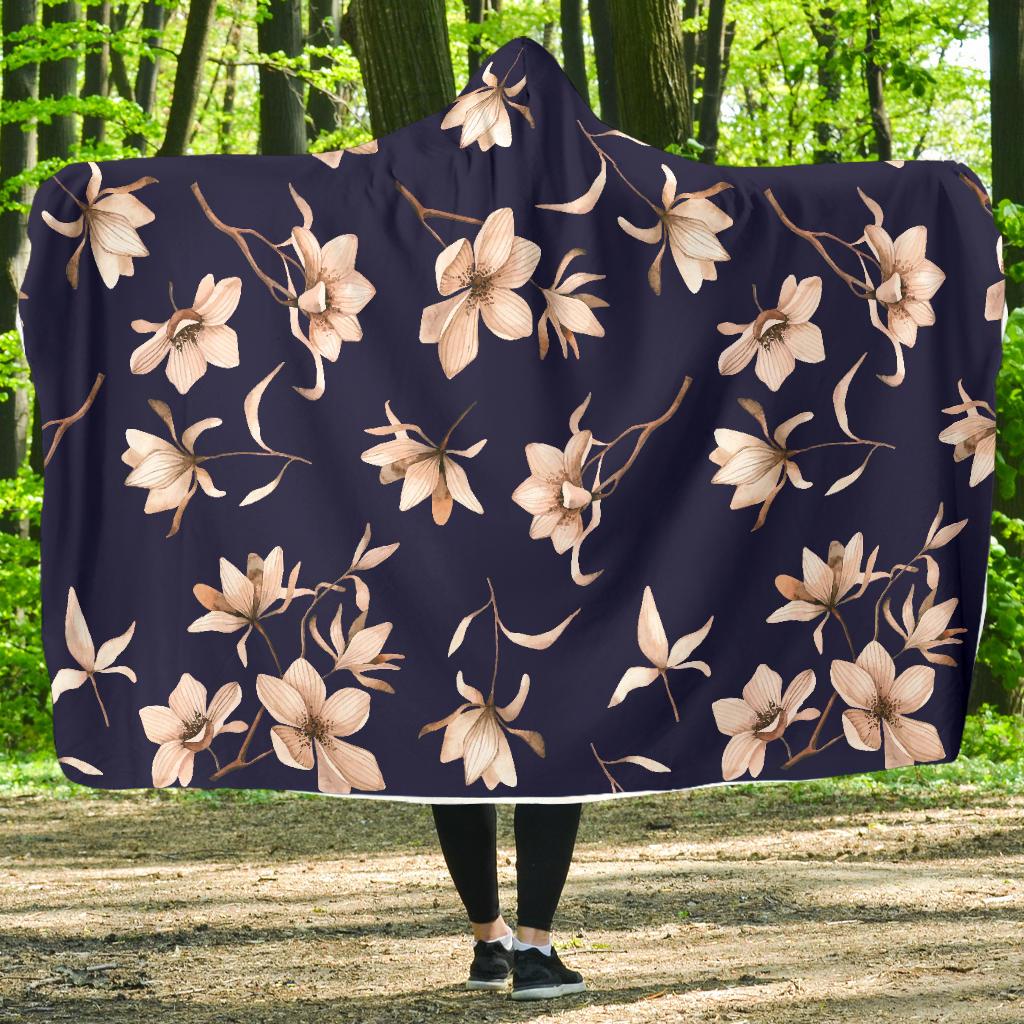 Beautiful Floral Pattern Hooded Blanket-JORJUNE.COM