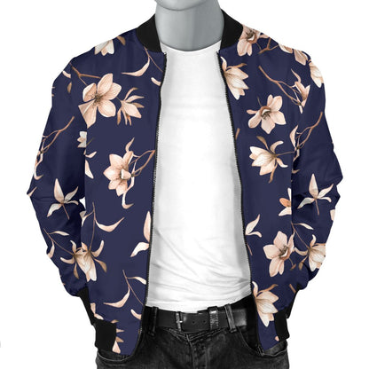 Beautiful Floral Pattern Men Casual Bomber Jacket-JorJune