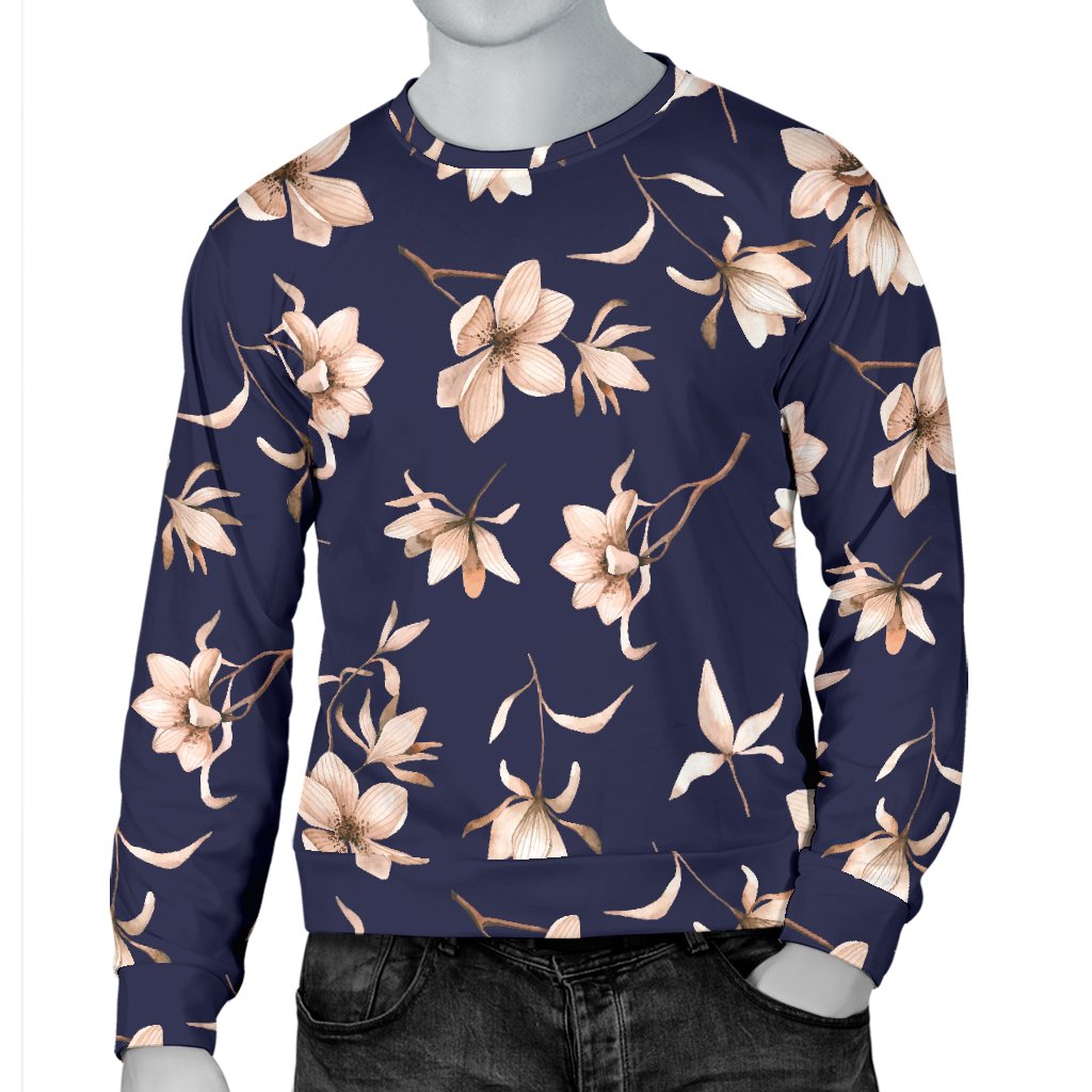 Tropical Flower Pattern Men Crewneck Sweatshirt - JorJune