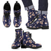 Beautiful Floral Pattern Men Leather Boots