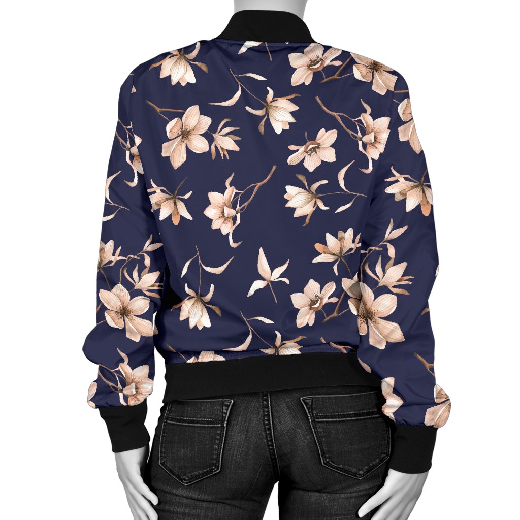 Beautiful Floral Pattern Women Casual Bomber Jacket