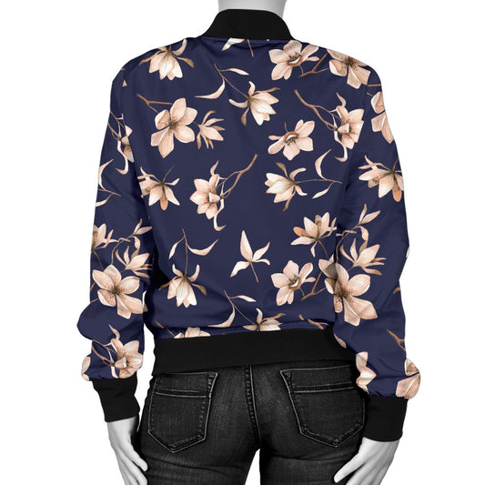 Beautiful Floral Pattern Women Casual Bomber Jacket