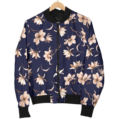 Beautiful Floral Pattern Women Casual Bomber Jacket