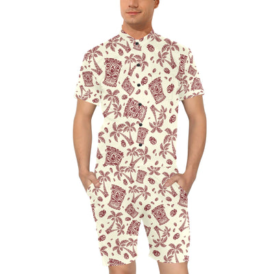 Tiki Tribal Mask Palm Tree Men's Romper