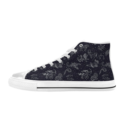 Zodiac Print Design LKS304 High Top Women's White Shoes
