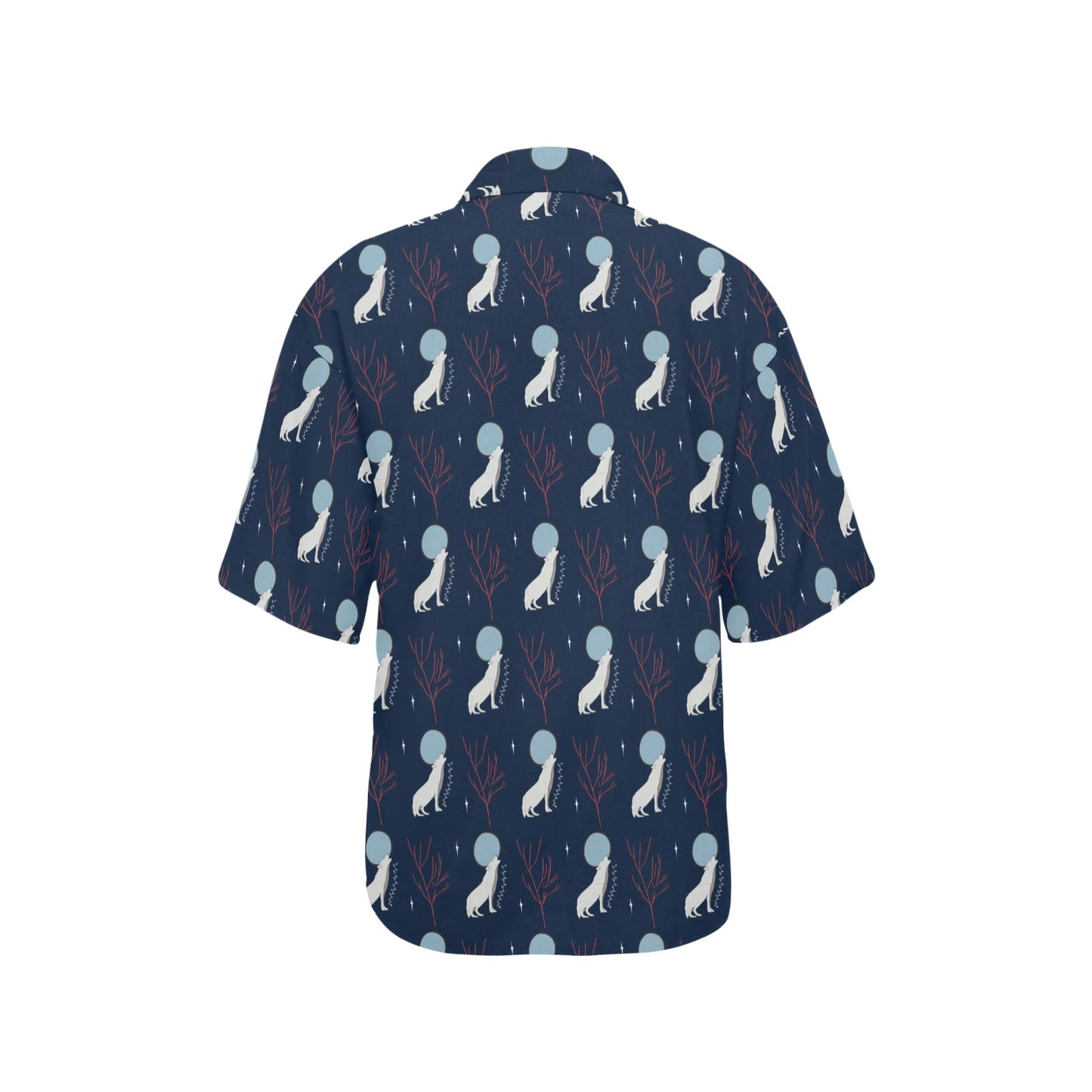 Wolf Moon Print Design LKS304 Women's Hawaiian Shirt