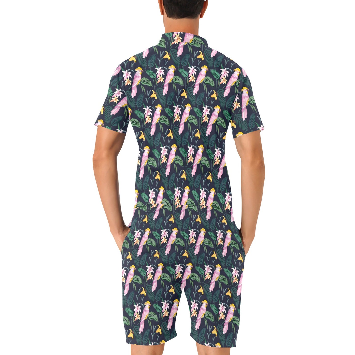 Cockatoo Pattern Print Design 03 Men's Romper