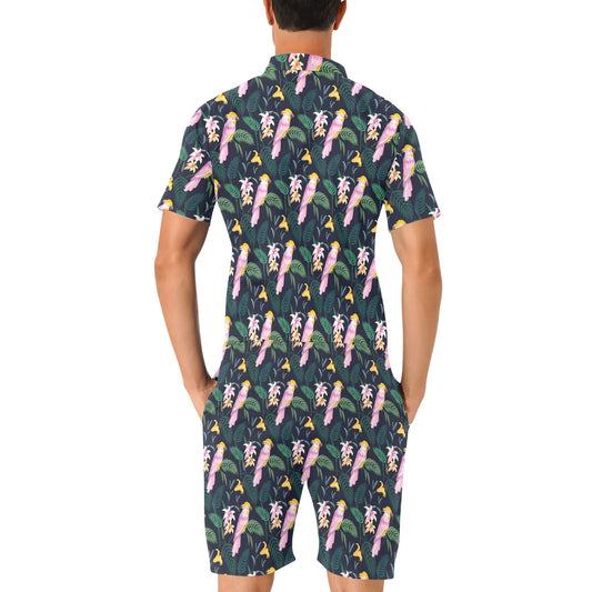 Cockatoo Pattern Print Design 03 Men's Romper