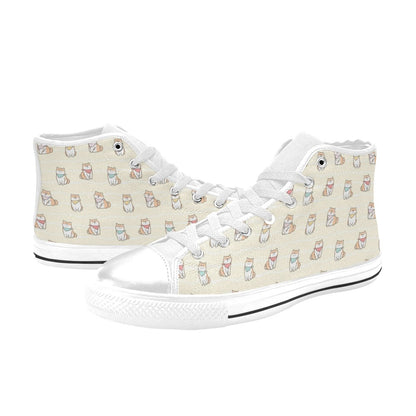 Shiba Inu Print Design LKS306 High Top Women's White Shoes