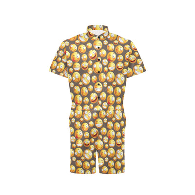 Smiley Face Emoji Print Design LKS303 Men's Romper