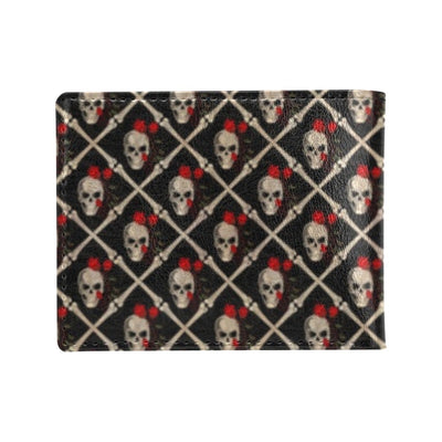 Skull Roses Bone Design Themed Print Men's ID Card Wallet