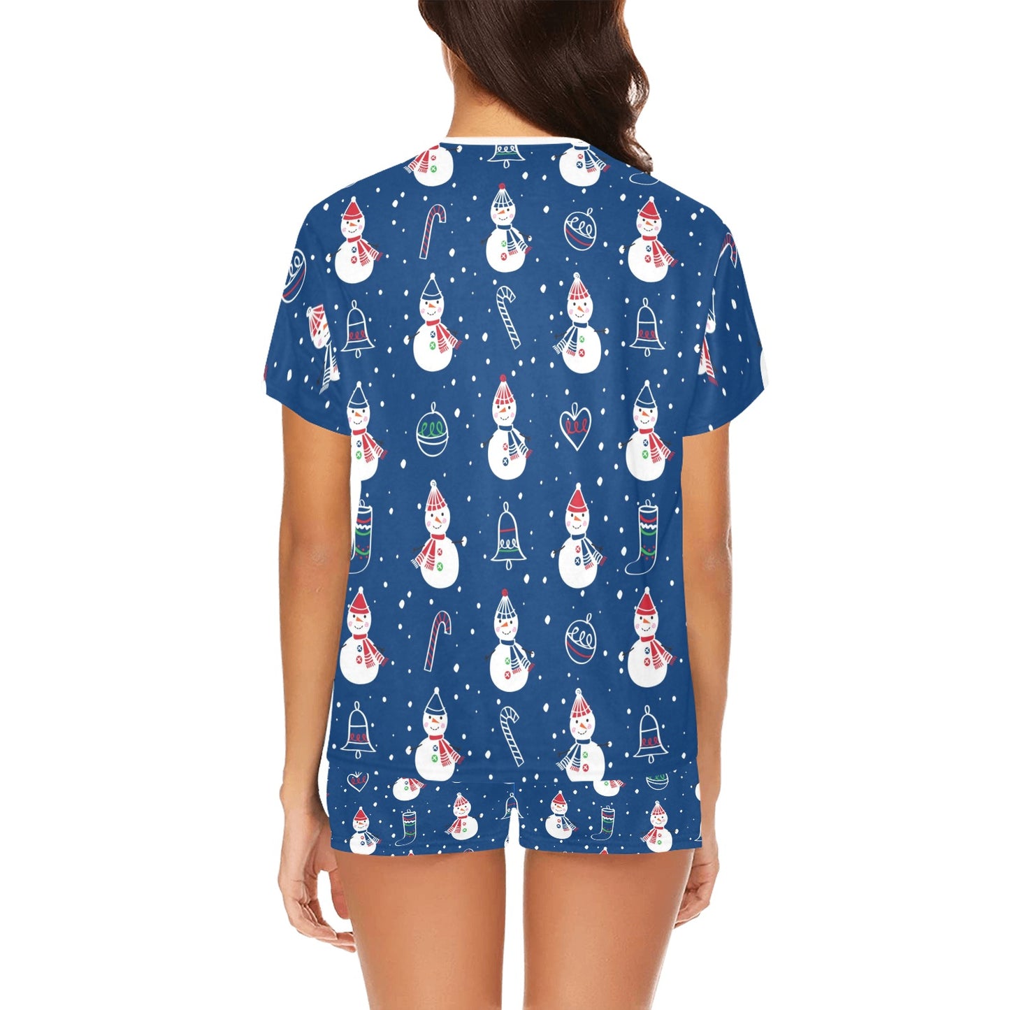 Snowman Print Design LKS306 Women's Short Pajama Set