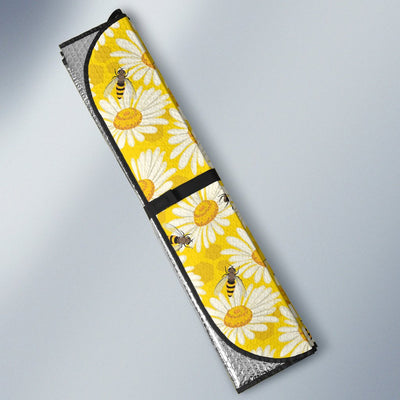 Bee Daisy Pattern Print Design 06 Car Sun Shade-JORJUNE.COM