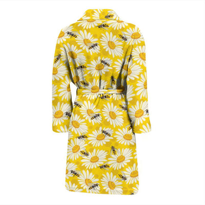 Bee Daisy Pattern Print Design 06 Men Bathrobe-JORJUNE.COM