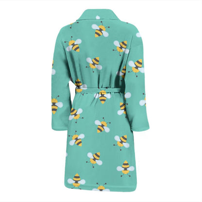 Bee Pattern Print Design 01 Men Bathrobe-JORJUNE.COM