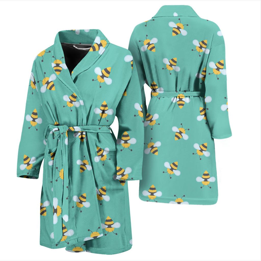Bee Pattern Print Design 01 Men Bathrobe-JORJUNE.COM