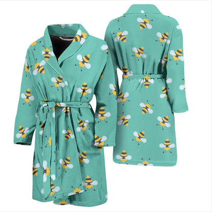 Bee Pattern Print Design 01 Men Bathrobe-JORJUNE.COM