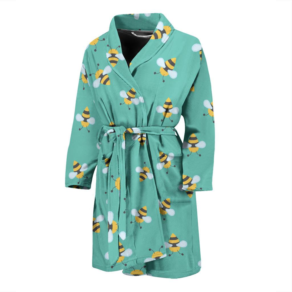 Bee Pattern Print Design 01 Men Bathrobe-JORJUNE.COM