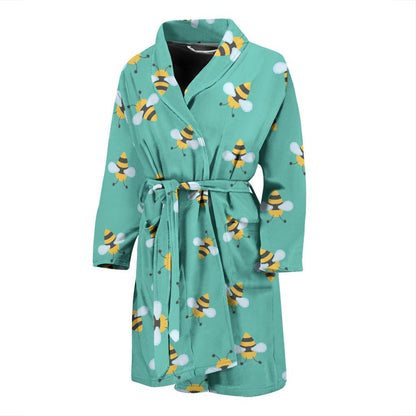 Bee Pattern Print Design 01 Men Bathrobe-JORJUNE.COM