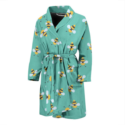 Bee Pattern Print Design 01 Men Bathrobe-JORJUNE.COM