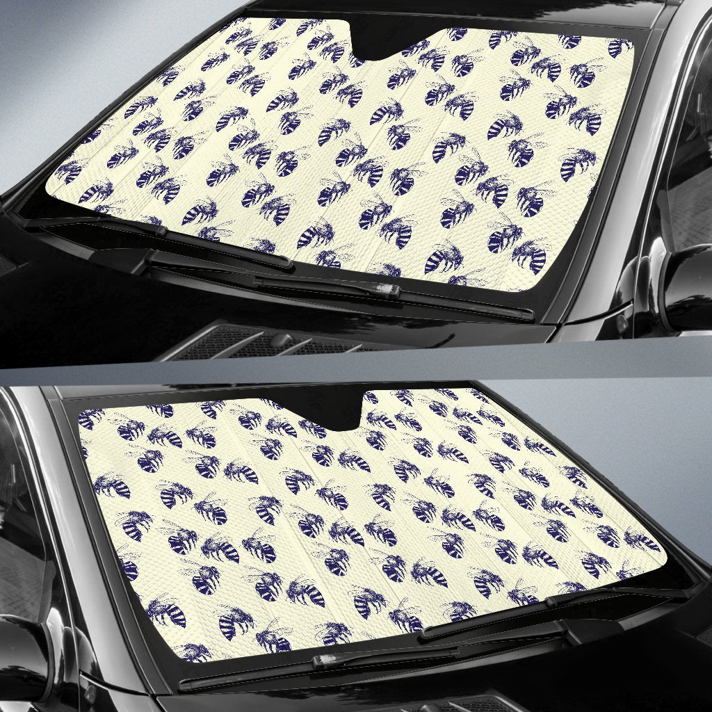 Bee Pattern Print Design 02 Car Sun Shade-JORJUNE.COM