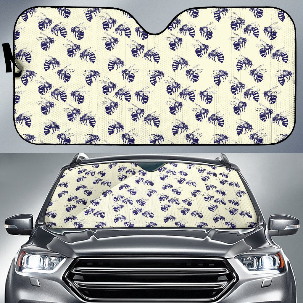 Bee Pattern Print Design 02 Car Sun Shade-JORJUNE.COM