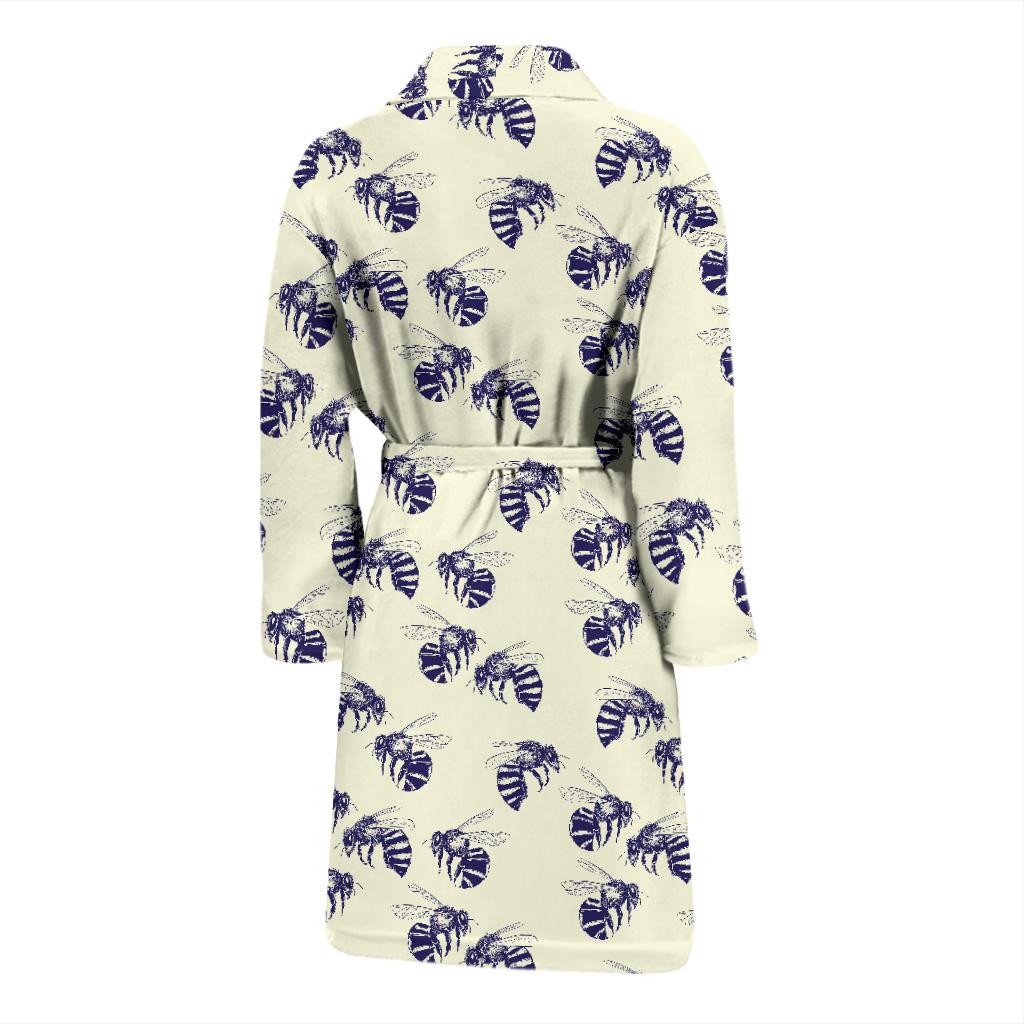 Bee Pattern Print Design 02 Men Bathrobe-JORJUNE.COM